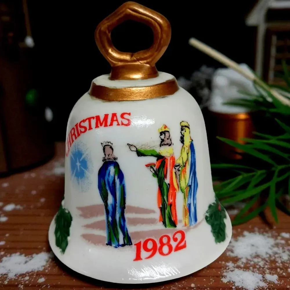 👸🏾🫅🏾🤴🏾1982 Christmas Bell 🔔Ornament Wise Men Nativity Decor Nostalgic